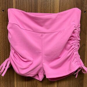 Women's Pink Booty Shorts With Drawstring and Cinched Side, Size Small